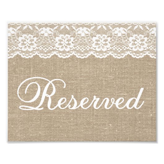 Impression Photo Signes mariages - Burlap & Lace - Réservé - (Devant)