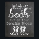 Impression Photo Signet mariage Chalkboard style chaussures amusant<br><div class="desc">Une touche finale amusante à votre réception de mariage. Ce magnifique panneau imprimable avec un arrière - plan en faux tableau noir se lit simplement "lancez vos bottes sur vos chaussures de danse".</div>