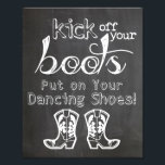 Impression Photo Signet mariage Chalkboard style chaussures amusant<br><div class="desc">Une touche finale amusante à votre réception de mariage. Ce magnifique panneau imprimable avec un arrière - plan en faux tableau noir se lit simplement "lancez vos bottes sur vos chaussures de danse".</div>