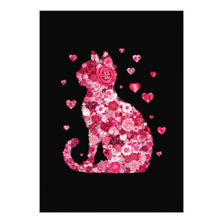 Impression Photo Silhouette Chat Floral ArtFaux Toile Enveloppée Im