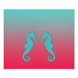 Impression Photo Silhouettes turquoise du cheval de mer Simple Naut