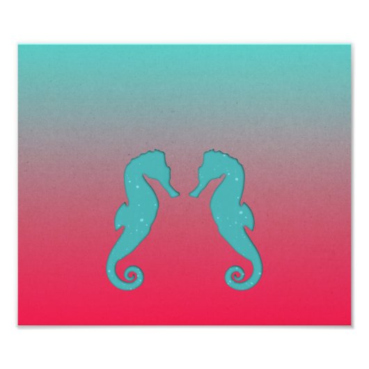 Impression Photo Silhouettes turquoise du cheval de mer Simple Naut (Devant)