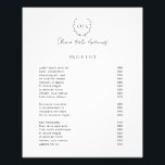 Impression Photo Simple classique Monogramme Wreath Élégant<br><div class="desc">Impression photo classique en noir et blanc de liste de prix avec une mise en page simple avec votre monogramme à l'intérieur d'une couronne / crête. Ci-dessous est votre nom dans un script élégant / calligraphie avec votre liste de prix / menu service. Un design féminin et féminin pour tout...</div>
