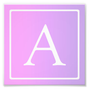 Impression Photo Simple Monogramme Ombré Rose/Violet Subtil