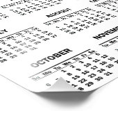 Impression Photo Simple Noir & Blanc 2024 Année en bref Calendrier (Coin)