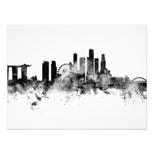 Impression Photo Singapore Skyline Black White