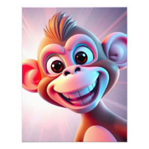 Impression Photo Singe heureux ambiance jungle