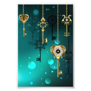 Impression Photo Skeleton Keys on Green Background