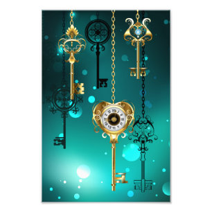 Impression Photo Skeleton Keys on Green Background