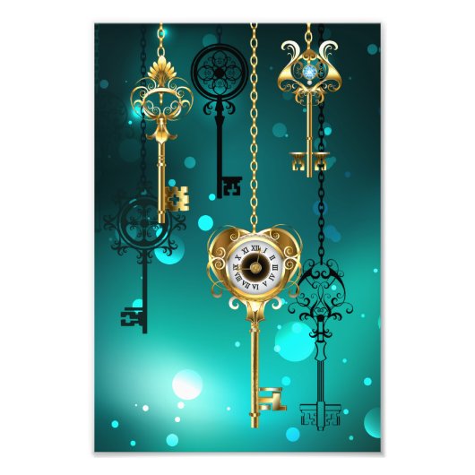 Impression Photo Skeleton Keys on Green Background (Devant)