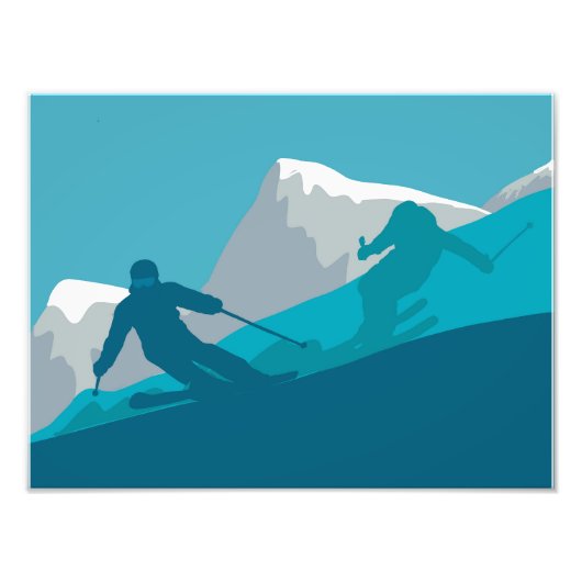 Impression Photo Ski En Montagne - Skieurs Illustration Abstraite (Devant)