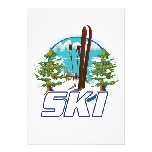 Impression Photo Ski, logo d'affiche de ski. (Devant)