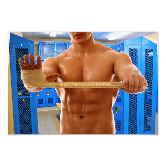 Impression Photo SlipperyJoe homme musclé abs vestiaire pièce carre (Devant)