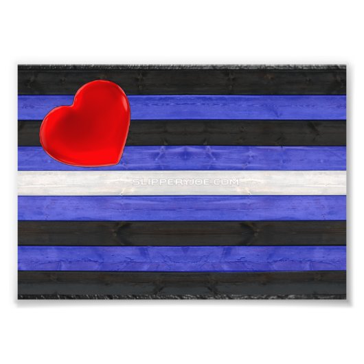 Impression Photo SlipperyJoe's cuir drapeau orgueil noir bleu royal (Devant)