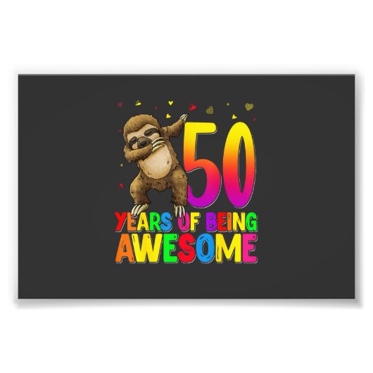 Impression Photo Sloth Fête 50 Ans Anniversaire Dabbing 50e Anniver (Devant)