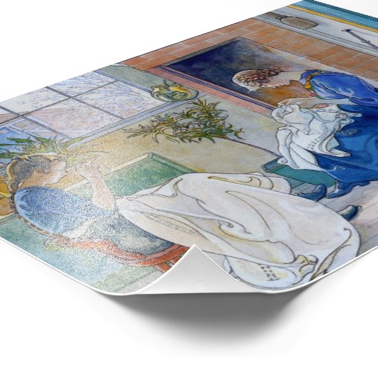 Impression Photo Soeurs coudre près de la cheminée (Coin)