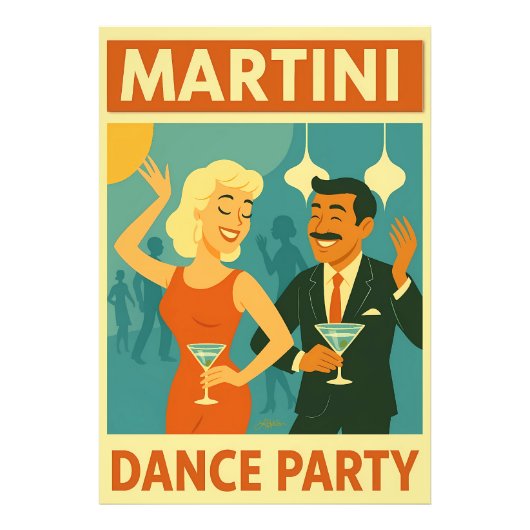 Impression Photo Soirée Dansante Martini du Milieu du Siècle (Devant)