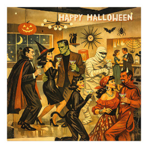 Impression Photo Soirée Martini Halloween Rétro Milieu de Siècle 50