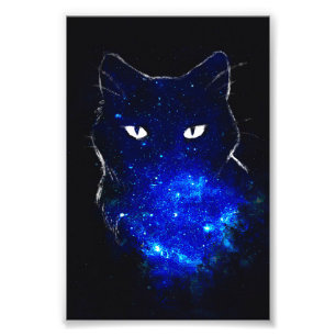 Impression Photo Space Cat Black Cat Cadeau, Cute Kitten Galaxy Cad