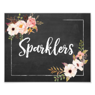 Impression Photo Sparklers Rustique Chalboard Floral Mariage Signal