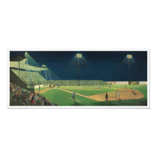 Impression Photo Sports Vintage, Match de Baseball de Nuit