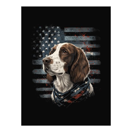 Impression Photo Springer Spaniel Chien Drapeau Américain (Devant)