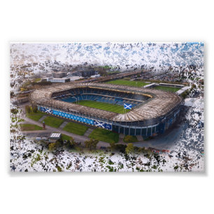 Impression Photo Stade de rugby d'Édimbourg avec drapeau de l'Écoss