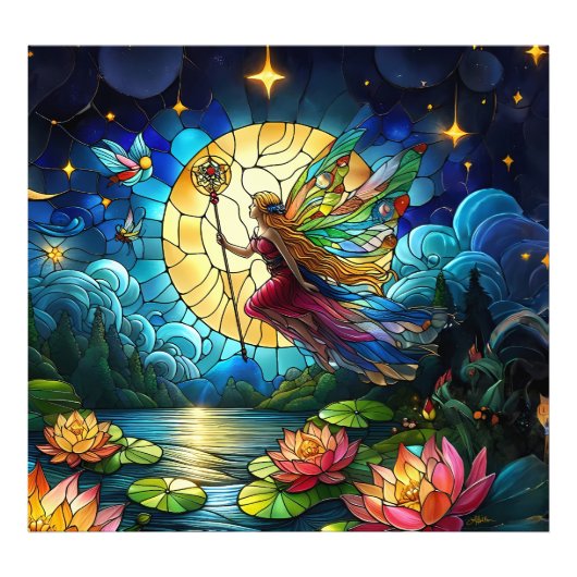 Impression Photo Stained Glass Moonlight Flight Fairy  (Devant)