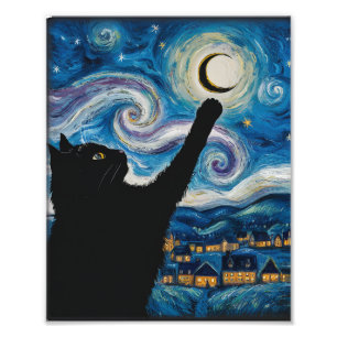 Impression Photo Starry Night Cat