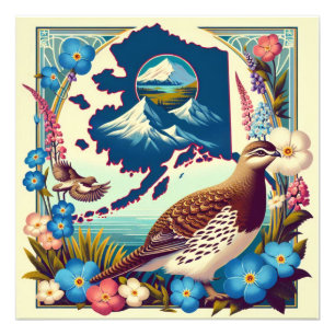 Impression Photo State Bird and Flower Design de l'état américain d