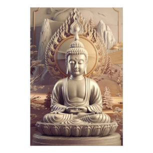Impression Photo Statue de bouddha serène dans paysage paisible 3D
