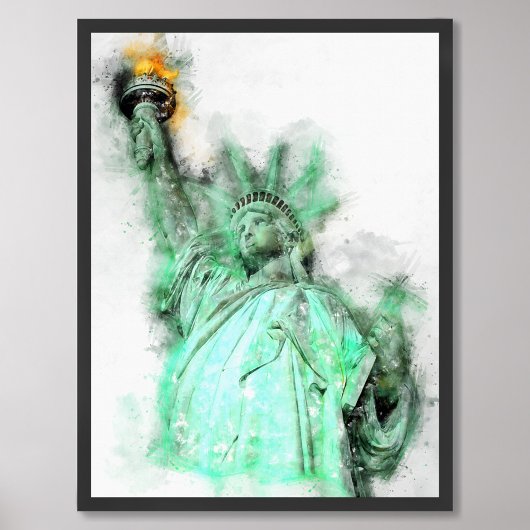 Impression Photo Statue de Liberty Aquarelle Portrait de gros plan