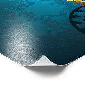 Impression Photo Steampunk Arrière - plan turquoise avec Gears (Coin)