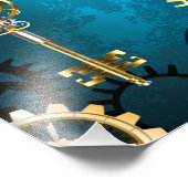 Impression Photo Steampunk Arrière - plan turquoise avec Gears (Coin)