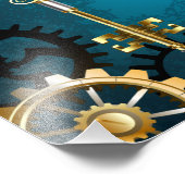 Impression Photo Steampunk Arrière - plan turquoise avec Gears (Coin)