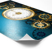 Impression Photo Steampunk Arrière - plan turquoise avec Gears (Coin)