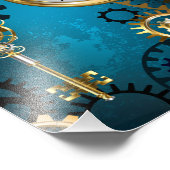 Impression Photo Steampunk Arrière - plan turquoise avec Gears (Coin)