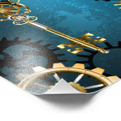 Impression Photo Steampunk Arrière - plan turquoise avec Gears (Coin)