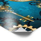 Impression Photo Steampunk Arrière - plan turquoise avec Gears (Coin)