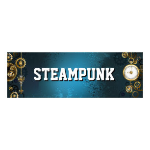 Impression Photo Steampunk Arrière - plan turquoise avec Gears