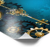 Impression Photo Steampunk Arrière - plan turquoise avec Gears (Coin)