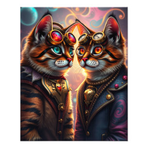 Impression Photo Steampunk Chat en lunettes