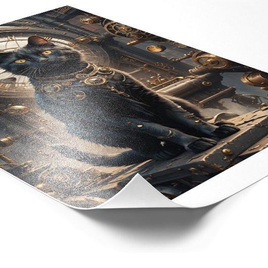 Impression Photo Steampunk Chat noir 1 (Coin)