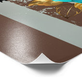 Impression Photo Steampunk Clock and Turquoise Roses on Striped (Coin)