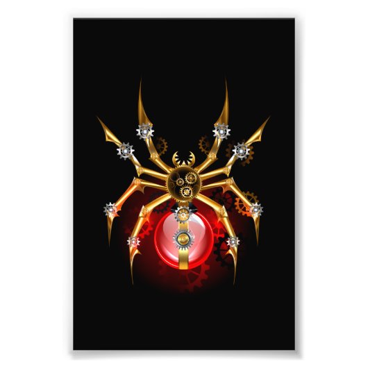 Impression Photo Steampunk spider on black (Devant)