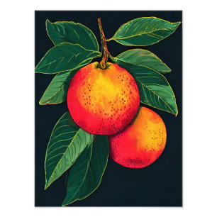 Impression Photo Striking Still Life : Deux Oranges sur une branche