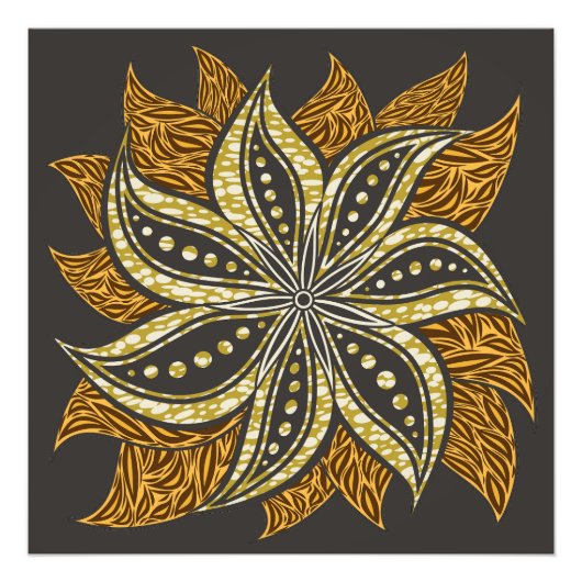 Impression Photo Style Batik Floral Abstrait africain (Devant)