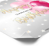 Impression Photo Stylish Starry Joyeux anniversaire et ballons rose (Coin)