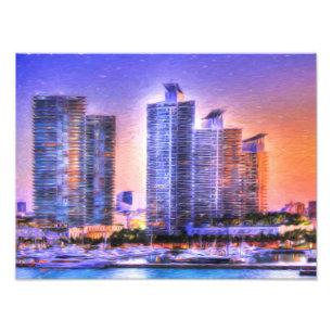 Impression Photo Sunrise de Miami Skyline