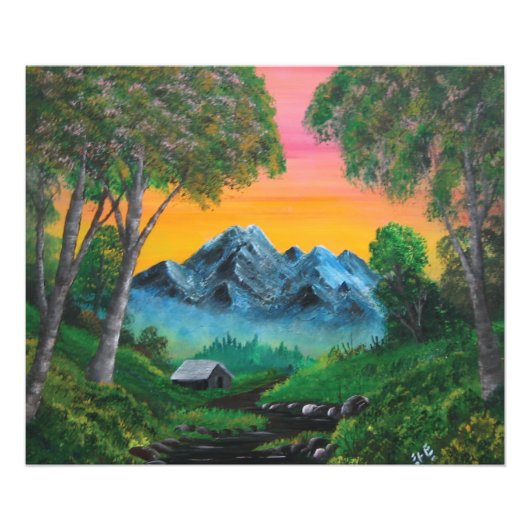 Impression Photo Sunset Shack dans Mountain Forest (Devant)